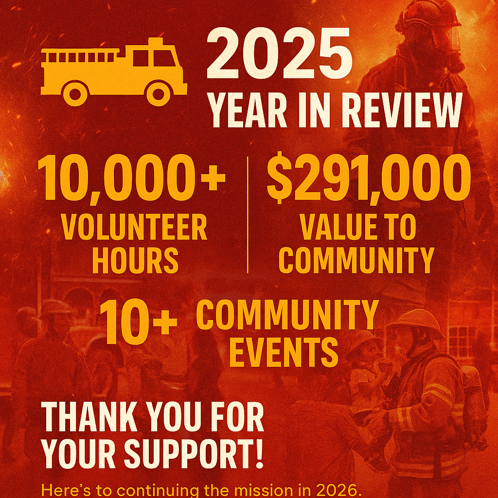 In total, Valley Fire & Rescue volunteers donated over 10,000 hours of their time or $291,000 in volunteer value in 2025.